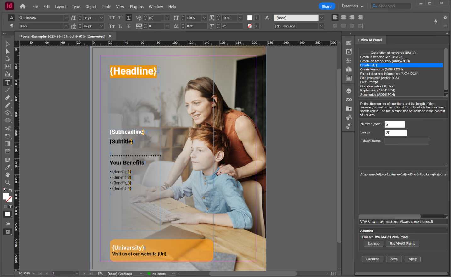 InDesign mit VIVA AI-Modul